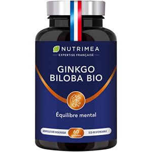 GINKGO BILOBA - Complexe M&eacute;moire & Concentration BIO - Booste les Performances C&eacute;r&eacute;brales - Sauge BIO - 60 G&eacute;lules Vegan - Nutrimea - Fabrication Fran&ccedil;aise (PLASTIMEA, neuf)