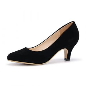 Femme Escarpins Talon Aiguille Hauteur 6 cm Chaussure Talon Confortable Sexy Escarpins Mariage Soir&eacute;e Travail Noir Velvet-7 (KunshenGUK, neuf)
