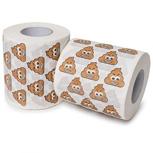 Papier toilette Poop Emoji, 2 rouleaux, pour les amoureux des Smiling Poops Emojis, décoration de WC pour un anniversaire, papier toilette à thème amusant, Fun Toilet Paper (Your Day Mate, neuf)