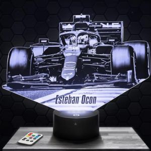 Lampe de chevet, Veilleuse Tactile Formule 1 E. Ocon F1 Lampe 3D LED illusion, Idée cadeau Noël anniversaire garçon et fille Lampe de nuit chambre d'enfant ou adulte TOP (Lampephoto-fr, neuf)