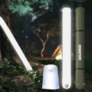 SELORSS Lampes de Camping Gonflables 33,86IN/86cm Lampe Télescopique Pliable Outask, Lumière LED Extérieure Portable 2000mAh étanche Avec Luminosité Variable Pour le Camping, La randonnée – Vert (FreeWolf, neuf)