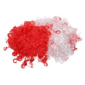 Healvian Coiffe de Clown aux Couleurs du Drapeau Canadien Perruque Afro Courte et Boucl&eacute;e pour Costume &Eacute;v&eacute;nement Sportif Accessoire de Perruque pour D&eacute;guisement de Carnaval (Le Sengyu, neuf)