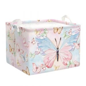 HUUMONSS Grand Paniers &agrave; Linge Papillon 3D Pastel pour Fille Repliable Panier Rangement Jouets V&ecirc;tements pour Salle de Bain Chambre &agrave; Coucher, Color&eacute;e, 36L (Stars of Dream, neuf)