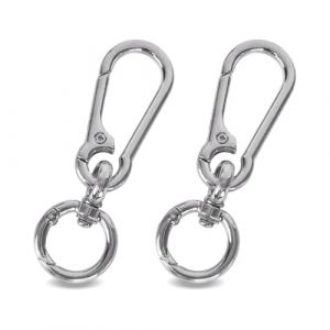 2Pcs Porte Cl&eacute;s en Alliage Zinc,Mousquetons Porte Cl&eacute;,Mousqueton M&eacute;tal avec Porte Cl&eacute;s Anneau,Mousqueton Amoviblepour Cl&eacute;s Voiture,Porte-cl&eacute;s,Sacs &agrave; Dos,Camping (Argent) (Huanpg, neuf)