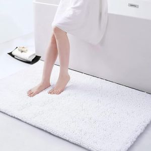 Homaxy Tapis de Bain Antiderapant,Tapis Salle de Bain en Microfibre Chenille Douce,Tapis de Bain Absorbant,Lavable en Machine - - 60 x 120 cm - Blanc (Homaxy EU, neuf)