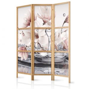 murando - Paravent Intérieur Japonais 135x172 cm - Séparateur de Pièce en Bois Naturel et Toile Imprimée - Cloison de Séparation pour Chambre - Paravent Oriental Portable et Pliable b-C-0656-bh-b (murando, neuf)