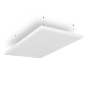SILENT4® Plafond absorbant acoustique 120x60x5cm, montage par câble, acoustique améliorée prouvée par panneau acoustique avec revêtement en tissu blanc (Silent4_GmbH, neuf)