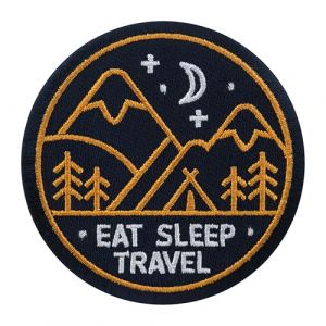 Urbanski Patch Outdoor Camping Adventure &ndash; Badge motif montagne pour sac &agrave; dos, veste & v&ecirc;tements &agrave; thermocoller | &Eacute;cusson Thermocollant, Appliqu&eacute;, Transfert Thermocollant (Eat Sleep Travel) (urbanski, neuf)