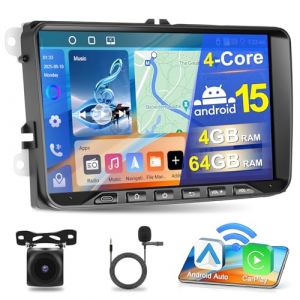 Autoradio 4+64G Motorsi pour VW Seat Passat Golf 5 6 Polo Skoda avec Apple CarPlay Android Auto, &eacute;cran 9 Pouces Android 15.0 avec GPS/WiFi/Bluetooth 5.0/EQ/FM/RDS, Cam&eacute;ra de Recul AHD et Microphone (podofo Shop, neuf)