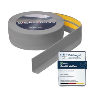 HOLZBRINK Plinthe souple autoadh&eacute;sive PVC 50x20mm, 50 m (2x25m) | Plinthe pour finition plan de travail, sous-meubles| Corni&egrave;re PVC flexible | Couleur: Gris Clair (Jumbo-Shop, neuf)