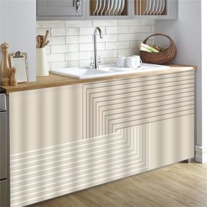 Highdi Rideau Armoire Cuisine Courts, Meuble Rideau Cache Placard Anti Poussi&egrave;re Auto-Adh&eacute;sif sans Per&ccedil;age pour sous Evier, Cuisine Porte de Placard, &Eacute;tag&egrave;res (Beige 4,140 * 100cm) (Highdi, neuf)