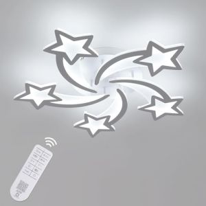 Goeco Plafonnier LED Dimmable, 50W 6200LM Luminaire Plafonnier avec Télécommande/APP, 3000K-6500K Lampe de Plafond en Forme Étoile per Chambre d'enfant et Salon, Dia 65cm, Blanc (HXIN LIght, neuf)