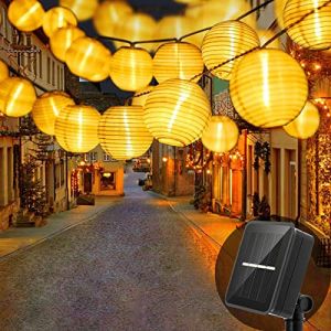 Bigzom Guirlande Solaire Extérieure 6M 20 LED Guirlande Lumineuse Lanterne Blanc Chaud avec 2 Modes & IP65 Imperméable Lampe Decorative Idéal pour Jardin d'été,Terrasse,Balcon,Mariage (HUIYOU-EU, neuf)