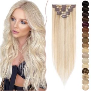 SEGO ® Extension de Cheveux Clip Remy Hair - Extension a Clip Cheveux Naturel Hair in CLip Extension Blond Clips 8 Pièces - Extension Clip Remy Hair 12"(30cm) - 18P613#Ash Blond & Blond Blanchi (Shiny Collection-88, neuf)
