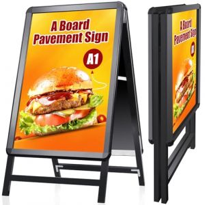 WIIGO Panneau de Trottoir A1 - Stop Trottoir Extérieur, A-Board Double Face Porte-Affiche, Signe pour la Publicité, Restaurants & Parkings (Noir, A1) (WIIGO, neuf)