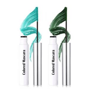 Mascara Color&eacute; Kit, 2 Colors Vert &Eacute;meraude Vert, Fibre 3D Volume & Courbe Not Blooming Eyelashes Allongeant Curling, Mascara Waterproof Longue Dur&eacute;e, Maquillage Femme Effet Naturel des Yeux-03+04 (Lestpola Ltd, neuf)