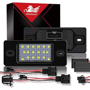 WinPower LED Éclairage plaque immatriculation ampoules CanBus Pas d'erreur 6000K Blanc Feux arrière Compatible avec Passat B5.5 5D Tiguan Bora Golf 4/5 5D Cayenne etc., 2Pcs (DZG2018, neuf)