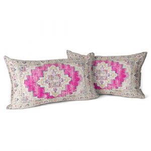Snylcce Lot de 2 Housses de Coussin Boho Magenta Monaco & Persian Design Housse de Coussin en 30x50 cm Doux pour canapé de Jardin, canapé, lit - Taies d'oreiller décoratives 12x20 Pouces (Sunycler, neuf)