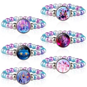 HYZMSZA 6 Pi&egrave;ces kp0p Dem0n Hun-ters Bracelet Amiti&eacute;, Bleu Violet Bracelet Perles Femme, Empilable Bracelet Enfant, Petit Cadeau Anniversaire Enfant Invit&eacute; (Heng he, neuf)