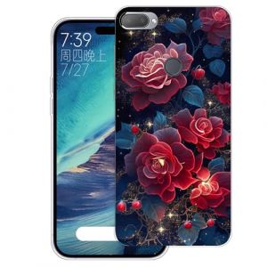 WUACYEAMING Coque pour HTC Desire 12 Plus Pouces,Anti-Jaunissement &Eacute;tui de Protection Antichoc,Motif &Eacute;tui Finition Premium Silicone Housse Cover TPU Transparente-(Fleurs Rouges) (WUACYEAMING, neuf)