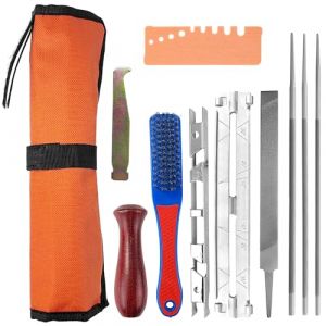 11 Ensembles Affuteuse de Chaine Tronconneuse, Acier de Haute Qualit&eacute; Affuteur Chaine Tron&ccedil;onneuse, Lime Tronconneuse pour Toute Scie &agrave; Cha&icirc;ne, Kit Affutage Chaine Tron&ccedil;onneuse (orange) (gooyee, neuf)