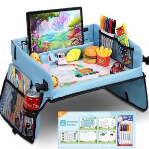 COOLJOY Plateau de Voyage pour Enfant, Plateau Voiture S'appuyant sur Un Tableau de Peinture Lavable, Jouet Multifonctionnel, Plateau Amovible (sell mart srl, neuf)