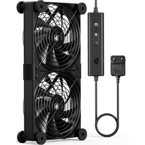 upHere gaming Ventilateur PC 120mm,120 x 25mm Ventilateur PC 220V Ultra Silencieux,AC Ventilateur 12V Double Roller Ball,avec Contrôleur de Vitesse,Cinq Réglable,pour PC/TV Box,U3DC2(2 pièces) (upHere gaming, neuf)