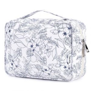 Trousse de Toilette pour Femme - Grande Trousse de Toilette &agrave; Suspendre - Trousse de Toilette pour Homme et Femme - Trousse de Toilette - Trousse de Toilette 1, Fleur en Y Bleu Marine (Narwey FR, neuf)