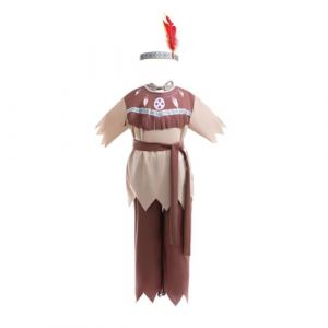 Lito Angels Deguisement Costume de Natif Am&eacute;ricain Indien avec Bandeau pour Enfant Gar&ccedil;ons Taille 10-11 ans, Brun (&eacute;tiquette en tissu 2XL) (Lito Angels FR, neuf)