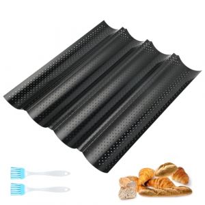 CRESZZLE Moule à baguette de pain four antiadhésif pour 4 baguettes, moules à pain en acier carbone, plaque baguette 38x32,5 cm, moule baguette four pour résultats croustillants (Moxcity Store, neuf)