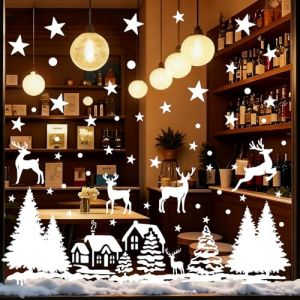 Stickers Noel Fenetre R&eacute;utilisable, 229 Autocollant Noel Fenetre Electrostatique Decoration No&euml;l Fen&ecirc;tre, Flocon de Neige &Eacute;lan Sapin Sticker Fen&ecirc;tre de No&euml;l pour Vitre Porte Deco Noel Interieur (Eeib Toffs Store, neuf)