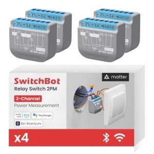 SwitchBot Commutateur WiFi 2PM compatible avec Alexa/Apple Home/Google Home, module relais avec r&eacute;p&eacute;teur Bluetooth et contact &agrave; sec, Wi-Fi 2,4 GHz, 16 A (4 pi&egrave;ces) (SwitchBot, neuf)