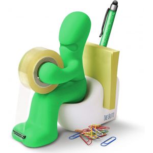 Le Butt Station Fournitures de Bureau - Dévidoir de Ruban Amusant - Porte Accessoires de Bureau Rigolo et Sympa avec Rouleau de Ruban, Trombones, Notes Adhésives et Stylo Inclus (Vert) (SmartPanda EU, neuf)