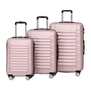 TRVLMORE Set Valise Rigide - Lot Valise - 3 Set de Valise de Voyage - Set Valises Rigides 4 roulettes - Luggage - Set 3 Valises - Ensemble Valise - Suitcase Set - Rose (LifeGoods Group, neuf)