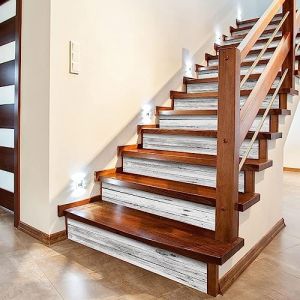 funlife 7Pcs style scandinave Stickers adhésifs escalier, autocollant de contremarche d'escalier Bricolage pour décoration, 18x100cm Bois gris blanc rouillé (Funlife Home Decoration, neuf)