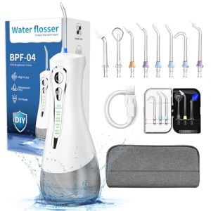 VHV Jet Dentaire,Hydropulseur et Irrigateurs Oral avec 4 Modes de Pression d'eau et 8 Embouts Remplaçables,Rechargeable et Étanche IPX7,Réservoir 320ML,Water flosser Pour La Maison Et Les Voyages (A) (VHV-FR, neuf)