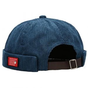 Bonnet d'automne Docker Casquette sans Visiere Homme Femme Velours Côtelé Bonnet de Docker Imperméable Lightweight Brimless Hat Bonnet Marin Miki (Bleu Marine) (DUNMIN, neuf)
