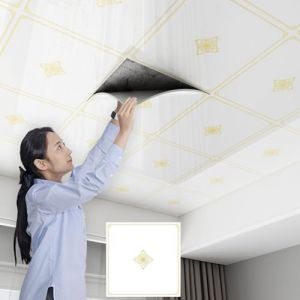 ByteRunning Dalle De Plafond,Dalles De Plafond Autocollantes en PVC,Dalles De Plafond &agrave; Coller,L&eacute;Ger Et Installer Facile,Convient &agrave; La D&eacute;Coration d'un Bureau &agrave; Domicile (JINGHEBAIHUO, neuf)