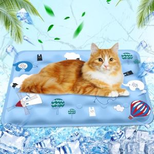 Tapis rafra&icirc;chissant pour Animaux de Compagnie Matelas rafra&icirc;chissant, Tapis de Glace pour Chat injection d'eau, Matelas Refrigerant Cooling Mat d'&Eacute;t&eacute; pour Chenils, 40x50cm, M, Moulin &agrave; vent bleu (Dongguanshikangdayiliaoshebeiyouxiangongsi, neuf)