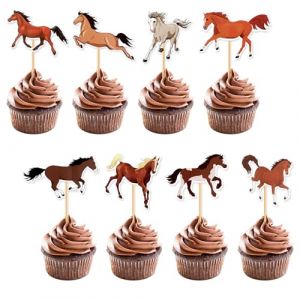 JJUNW Décoration de gâteau d'anniversaire en forme de cheval, pics à cupcakes pour fête de course de chevaux, fête prénatale, mariage, fête d'anniversaire (40) (clove lilac, neuf)