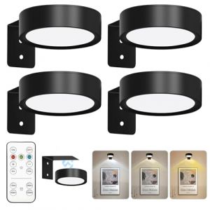 Calenxy Lot de 4 lampes pour tableau &agrave; piles avec t&eacute;l&eacute;commande, lampe magn&eacute;tique pour tableau, 3 couleurs d'&eacute;clairage, lampe murale LED pour tableau, cible, cadre photo (CARS TRUCKS ONLINE, neuf)