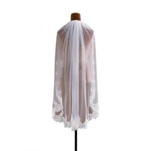 Voile de mari&eacute;e &eacute;l&eacute;gant en dentelle fran&ccedil;aise avec peigne &agrave; cheveux s&eacute;curis&eacute; pour c&eacute;r&eacute;monie de mariage et photographie de mari&eacute;e, voile de mariage avec peigne &agrave; cheveux (qingqingR, neuf)