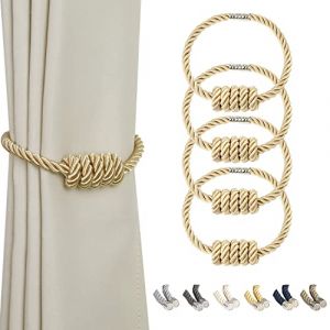 BEL AVENIR Embrasses de rideau magn&eacute;tiques, embrasses tiss&eacute;es modernes avec n&oelig;ud exquis, tentures pour d&eacute;coration d'int&eacute;rieur (dor&eacute;, lot de 4) (BEL AVENIR - UK, neuf)