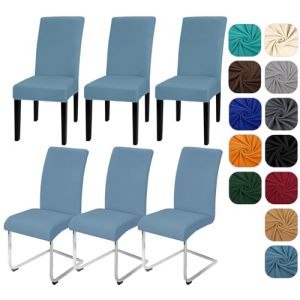 Yugarlibi Lot de 6 housses de chaise extensibles pour chaise basculante - Amovible et lavable - Protection pour cuisine, restaurant, hôtel, banquet, mariage (gris-bleu, 6 pièces) (Yingchengda Direct Store, neuf)