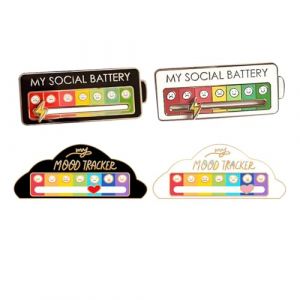 Lot de 4 Broches Amusantes pour L'Humeur Sociale Pendant 7 Jours, &Eacute;pinglette de Suivi de L'humeur Amusante en &Eacute;mail 7 Jours par Semaine, Aiguilles D'Humeur Interactives (WANGNA STORE, neuf)