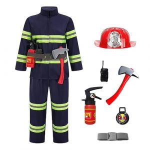 NaLatia Set De Costume De Deguisement Pompier avec 8 Accessoires Casque Pompier Et Un Extincteur De Feu À Eau Pompier Jeu De Rôle (GUnakd, neuf)