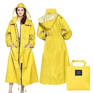 LAMA Manteau imperméable long élégant, poncho de pluie unisexe avec poche à rabat imperméable, vêtements de pluie pour adultes, veste de pluie, vêtements de protection contre la pluie, Jaune L (LAMA Shop, neuf)