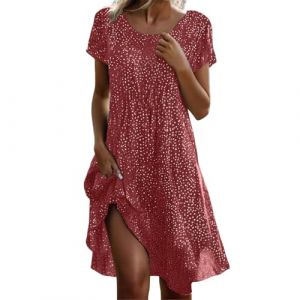 Robe Blanche Chic, Boh&egrave;me Fluide Chic et Elegant Robe Fleurie Ete D&eacute;contract&eacute; Grande Taille Dress L&eacute;g&egrave;re Mi Longue Plage Tenue, Red, 3XL (LiDeYuKN, neuf)