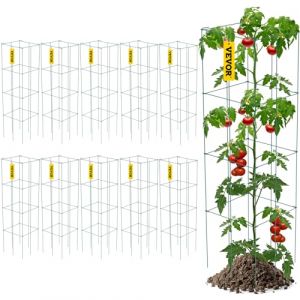 VEVOR Cages à tomates 30x30x117 cm Support pour Plantes de Jardin 10PCS, Cages carrées pour Plantes Robustes, Tours à tomates Acier Enduit de PVC Vert pour légumes grimpants, Plantes, Fleurs, Fruits (New Clear VEVOR, neuf)