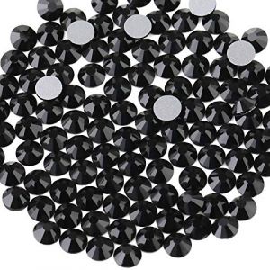 Beadsland 1440 PCS strass &agrave; dos plat pierres pr&eacute;cieuses rondes pour Nail Art et Craft Glue Fix, Noir (SS10(2.7-2.9mm)) (EVERNEWUK, neuf)